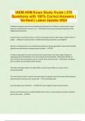 IAEM AEM Exam Study Guide &vert; 270 Questions with 100&percnt; Correct Answers &vert; Verified &vert; Latest Update 2024 &vert; 27 Pages