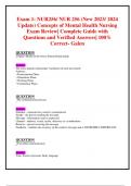 Exam 1: NUR256/ NUR 256 (New 2023/ 2024 Update) Concepts of Mental Health Nursing  Exam Review| Complete Guide with Questions and Verified Answers| 100% Correct- Galen 