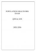 POPULATION HEALTH BSN EXAM QNS & ANS 20232024