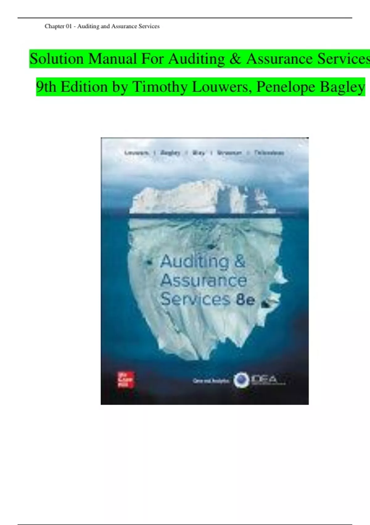 AUDITING ASSURANCE SERVICES 5TH EDITION LOUWERS PDF visual data 7