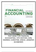 TEST BANK FOR FINANCIAL ACCOUNTING, 16TH EDITION, CARL WARREN, CHRISTINE JONICK, JENNIFER SCHNEIDER 