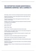NIC ESTHETICS EXAM QUESTIONS & ANSWERS VERIFIED 100% CORRECT!!