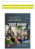 Test Bank for A Topical Approach to Lifespan Development 11th Edition By John Santrock.