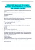WGU C955 - Module 5: Descriptive Statistics for Two Variables Questions And Answers |Verified