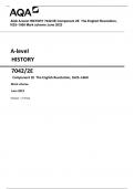 AQA A-level HISTORY 7042/2E Component 2E The English Revolution, 1625–1660 Mark scheme June 2023 Version: 1.0 Final