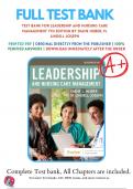 Test Bank Leadership and Nursing Care Management  7th Edition by Diane Huber Lindell Joseph Chapter 126 Complete Guide A+
