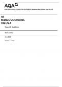 AQA AS RELIGIOUS STUDIES 7061/2A Paper 2A Buddhism Mark scheme June 2023 Version : 1.0 Final