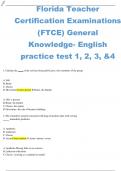 Florida Teacher Certification Examinations (FTCE) General Knowledge- English practice test 1, 2, 3, &4