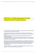 HESI Prep - Health Assessment Practice Questions with complete solutions.