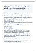 NUR 641- Advanced Pharm & Patho Exam Questions and Answers