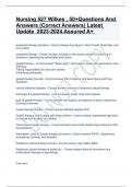 Nursing 527 Wilkes , 50+Questions And Answers (Correct Answers) Latest Update 2023-2024.Assured A+.docx