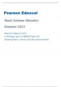 Pearson Edexcel  Mark Scheme Summer june 2023 Pearson Edexcel GCE In Biology Spec A  8BN0 Paper 02 Development, Plants and the Environment