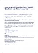 Electricity and Magnetism &lpar;test review&rpar; Questions and Correct Answers&period;