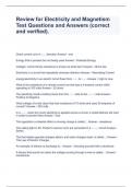 Review for Electricity and Magnetism Test Questions and Answers &lpar;correct and verified&rpar;&period;