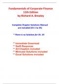 Solutions For Fundamentals of Corporate Finance, 11th Edition Brealey (All Chapters included)