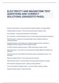   ELECTRICITY AND MAGNETISM TEST QUESTIONS AND CORRECT SOLUTIONS &lpar;GRADEDTO PASS&rpar;&period;