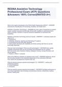 RESNA Assistive Technology Professional Exam &lpar;ATP&rpar; Questions &Answers 100&percnt; Correct&lpar;RATED A&plus;&rpar;