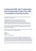 Hesi Fundamentals Practice Test, UNIT 1: Foundations of Nursing Practice Questions and Verified Answers (A+ GRADED)