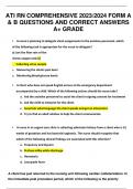 ATI RN COMPREHENSIVE 2023-2024 FORM A & B QUESTIONS AND CORRECT ANSWERS A&plus;