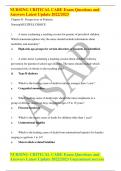 NURSING CRITICAL CARE Exam Questions and Answers Latest Update 2022&sol;2023 NURSING CRITICAL CARE Exam  2023