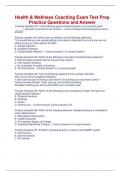 Health & Wellness Coaching Exam Test Prep Practice Questions and Answer