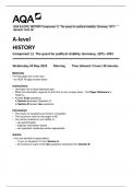 AQA A-LEVEL HISTORY Component 1L The quest for political stability: Germany, 1871– 1991MAY 2023 QP