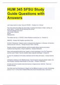 HUM 345 SFSU Study Guide Questions with Answers 