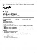 AQA A-level RELIGIOUS STUDIES 7062/1 Paper 1 QP AND MS 2023