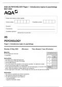 AQA AS PSYCHOLOGY Paper 1 Introductory topics in psychology MAY 2023