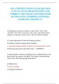ESL CERTIFICATION EXAM 2023-2024 ACTUAL EXAM 300 QUESTIONS AND CORRECT DETAILED ANSWERS WITH RATIONALES &lpar;VERIFIED ANSWERS&rpar; &vert;ALREADY GRADED A&plus; 