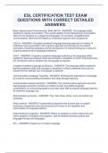 ESL CERTIFICATION TEST EXAM QUESTIONS WITH CORRECT DETAILED ANSWERS&period;