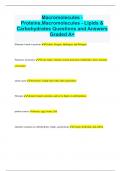 Macromolecules - Proteins,Macromolecules - Lipids & Carbohydrates Questions and Answers Graded A+