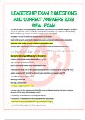 LEADERSHIP EXAM 2 QUESTIONS AND CORRECT ANSWERS 2023 REAL EXAM