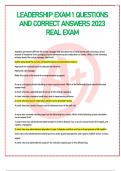 LEADERSHIP EXAM 1 QUESTIONS AND CORRECT ANSWERS 2023 REAL EXAM