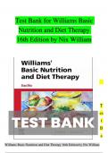 Test Bank for Williams Basic Nutrition and Diet Therapy 16th Edition by Nix William Latest Version.