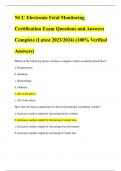 NCC Electronic Fetal Monitoring Certification Exam Questions and Answers Complete (Latest 2023/2024) (100% Verified Answers)