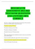 HESI HEALTH   ASSESSMENT 2022-2024   TEST BANK QUESTIONS   AND ANSWERS 100%   CORRECT         The nurse is caring for a patient with chronic lower back pain. The nurse knows that the most reliable indicator of pain in this client is:      The patient is r