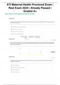 ATI Maternal Health Proctored Exam &vert; Real Exam 2024 &vert; Already Passed &vert; Graded A&plus;