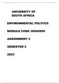 Essay Environmental politics (GGH2605) 
