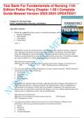 Test Bank For Fundamentals of Nursing 11th Edition Potter Perry Chapter 1-50 I Complete Guide Newest Version 2023-2024 UPDATED&excl;&excl;