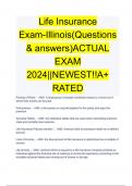 Life Insurance Exam-Illinois(Questions & answers)ACTUAL EXAM 2024||NEWEST!!A+ RATED