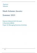 Pearson Edexcel GCE AS Level in Business 8BS0 Paper 02 Managing Business Activities  Marking scheme June 2023 