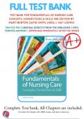 Test Bank for Davis Advantage for Fundamentals of Nursing Care: Concepts, Connections and Skills, 3th, 4th Edition by Marti Burton