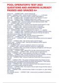 POOL OPERATOR'S TEST 2023 QUESTIONS AND ANSWERS ALREADY PASSED AND GRADED A&plus;