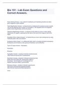  Bio 151 - Lab Exam Questions and Correct Answers&period;