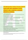 ATI RN Nutrition Online Practice 2019 B QUESTION AND ANSWERS LATEST UPDATE 100 % VERIFIED ALREADY GRADED (A GRADE)