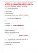 NURS6512 FINAL EXAM HEALTH ASSESSMENT LATEST UPDATE 2023&sol;2024 100&percnt;CORRECT 45QUESTIONS AND ANSWERS&period;GRADED A&plus; WALDEN UNIVERSITY&period; 