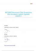 NCSSM Placement Test Questions And Answers Latest Updates 2025&sol;2026 With Correct Answers 100&percnt; With Complete Solutions Pass Guaranteed &vert; Graded A&plus; &vert;