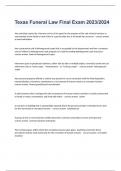 Texas Funeral Law Final Exam 2023&sol;2024 