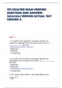 TDI DISASTER EXAM VERIFIED  QUESTIONS AND ANSWERS  2023/2024 VERSION ACTUAL TEST GRADED A